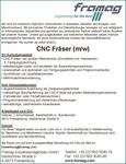 Framag sucht CNC Fr&auml;ser (m/w) am Mittwoch, 28. Oktober 2015, Copyright siehe www.meinbezirk.at
