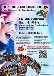Plakat der Faschingsshow am Dienstag, 25. Februar 2014
