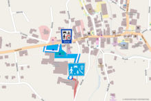 Die neue Begegnungszone rund um die Schule und die Wohnstra&szlig;e beim Altersheim. Landkarte: (C) OpenStreetMaps, Darstellung: Frankenburg.com am Freitag, 21. M&auml;rz 2014