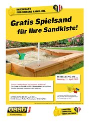 Plakat Sandkistenaktion am Dienstag, 7. April 2015