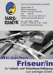 Haar & Kosmetik Elke Bleckenwegner-Lammer sucht Verst&auml;rkung f&uuml;r ihr Team! am Dienstag,  6. Dezember 2016