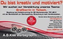 A.G.Klee Werbegraphik sucht Verst&auml;rkung! am Freitag,  7. April 2017