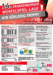 14.Frankenburger W&uuml;rfelspiellauf und  MTB G&ouml;belberg Trophy am 2.September 2017 ab 15:00 am Sonntag,  9. Juli 2017