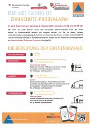 Zivilschutz Probealarm am Montag, 27. September 2021